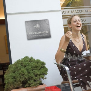 House sign, slate plaque with compass & coordinates, personalized door sign, favorite place, slate board, home port, wall decoration image 5