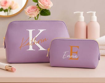 Cosmetic bag | Personalized toiletry bag with initials | Makeup bag | Beauty bag | Zipper