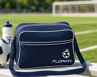 Sports bag for leisure & school, personalized retro football bag, shoulder bag with adjustable shoulder strap