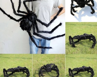 Black Spider Halloween Decoration Haunted House Prop Indoor Outdoor Giant Decoration Hairy Scary Virtual Spider Black indoor Outdoor Spider