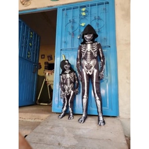 Halloween Skeleton Costume Jumpsuit With Front and Back Skeleton Bone ...