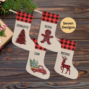 Personalized Christmas Stockings, Custom Plaid Christmas Stocking, Family Christmas Stockings, Stockings With Names, Custom Holiday Decor