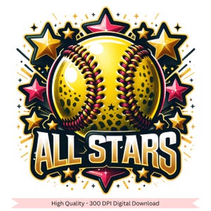 All Stars Softball Png Design, Softball Team Sublimation Png, Sport Png, Girls Softball png, Game day png, Softball PNG, Instant Download