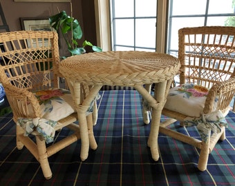 american girl doll wicker table and chairs