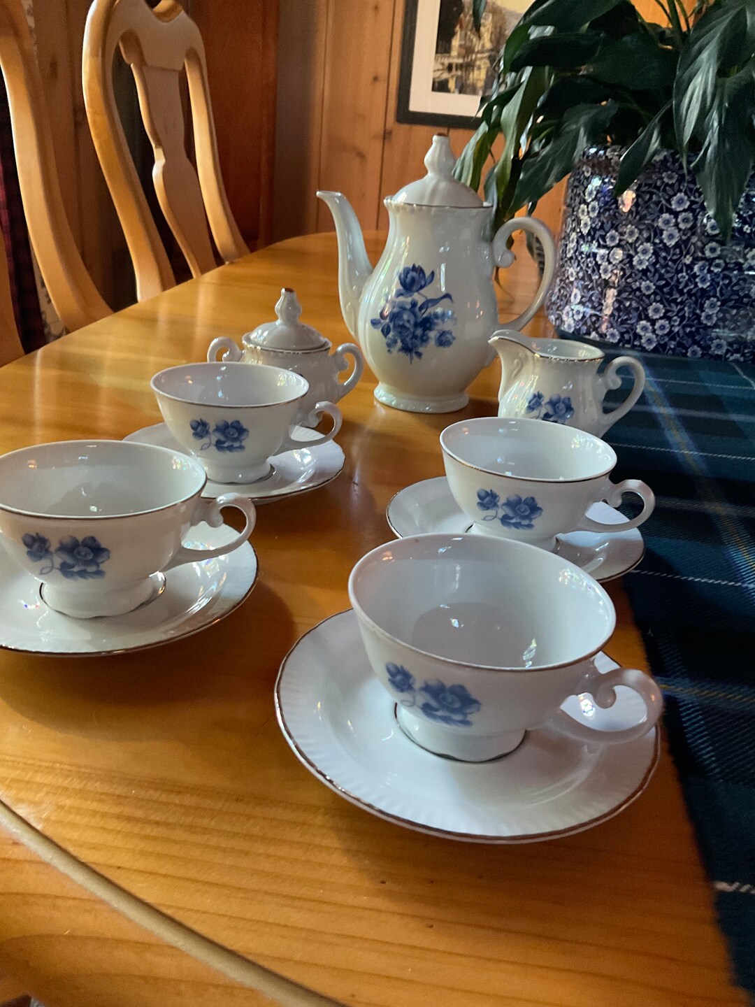 Vintage Kahla German Tea Set for 4. Mint in Original Box. Blue Etsy