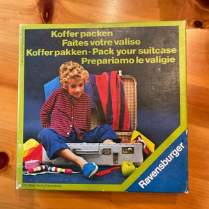Pack Your Suitcase Vintage Memory Game by Ravensburger West Germany 1973. For ages 4 and Up. In 4 languages Dutch, English, French, German
