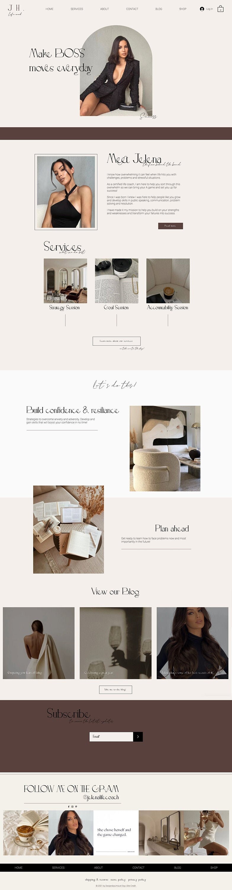 Jelena | Wix Website Template | made for life coaches and other businesses | Wix Ecommerce Store option
