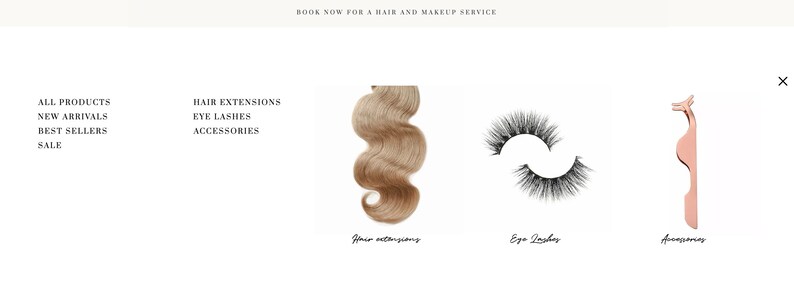 May include: A set of hair extensions, false eyelashes, and an eyelash curler. The hair extensions are wavy and blonde. The eyelashes are long and black. The eyelash curler is pink and has a metal handle.