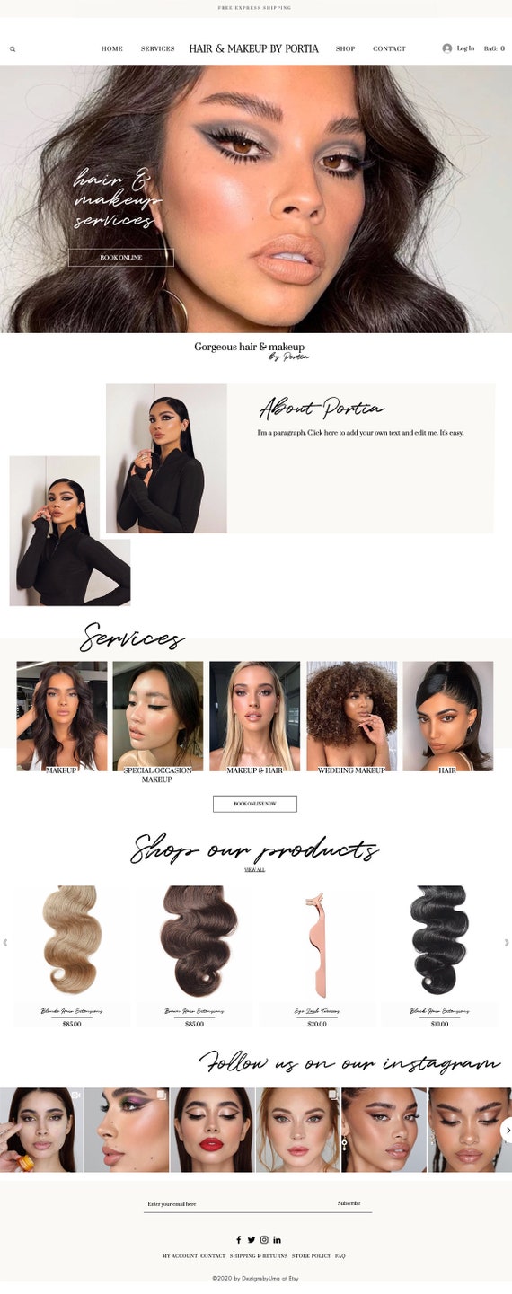 Portia | Wix Website Template | Wix Ecommerce Store for Small Businesses, Hair and Makeup Artists