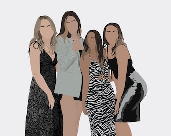 Custom Faceless Digital Portraits From Photo || Personalized Illustration || Family Portraits || Best Friends Illustration || Custom Gift