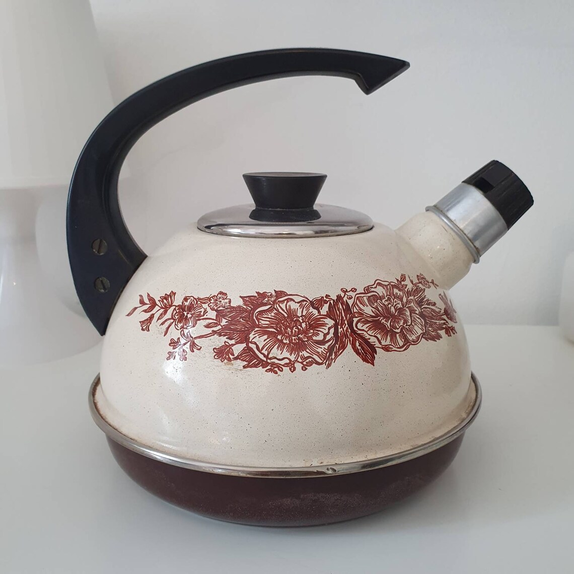 Vintage enamel stove top kettle Etsy