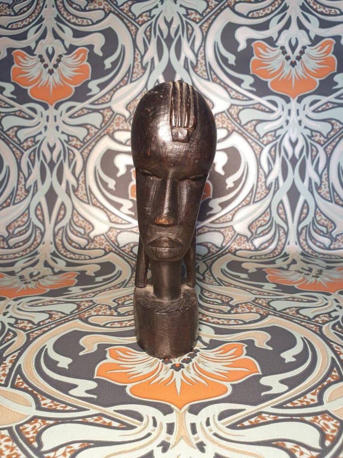 Vintage Hand Carved African Bust Bookend Decoration Ebony Etsy