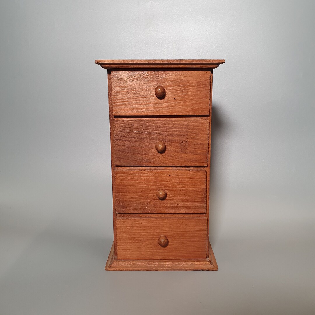 Vintage Wooden Desk Top Drawers Spice Apothecary Style Index