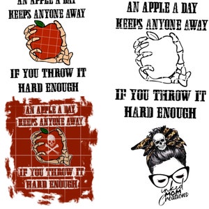 An apple a day keeps anyone away …. Digital design. High quality png. Bundle of 3 designs