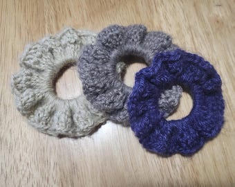 Crochet Scrunchie, Recycled Polyester, Multiple Colors Available