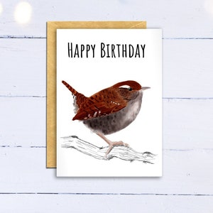 Tarjeta de cumpleaños del reyezuelo. Tarjeta de cumpleaños para amante de los pájaros. Observador de aves, jardinero, ornitólogo, amante de la vida silvestre Cumpleaños.
