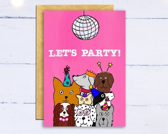 Dog Birthday Card: Party Animal Friends
