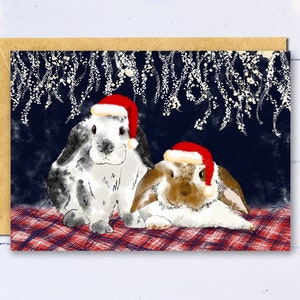 Hase Weihnachtskarte. Hauskaninchen Weihnachtskarte. Niedliche Hasenkarte. Häschen Weihnachtskarte.Paar Weihnachtskarte. Ihr beide Weihnachtskarte