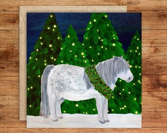 Shetland Pony Christmas Card: Festive Horse Art Card