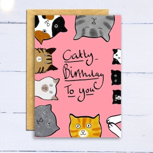 Carte d'anniversaire de chat. Anniversaire de Catty. Carte de propriétaire de chat. Carte pour amoureux des chats. Cadeau pour propriétaire de chat. Carte d'anniversaire drôle de chat. Jolie carte d'anniversaire de chat.