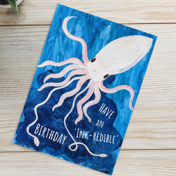Squid Birthday Card - Etsy
