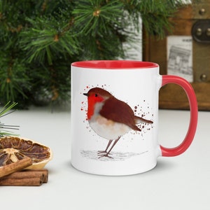 Ceramic robin mug. Christmas robin mug. Bird lover mug. Robin lover mug. Housewarming gift. Wife Christmas present. Bird lover Christmas.