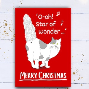 Carte de Noël drôle de chat. Carte de Noël blague chat clochard. Carte de Noël de chat grossier. Carte de Noël pour amoureux des chats. Carte de Noël du chat.