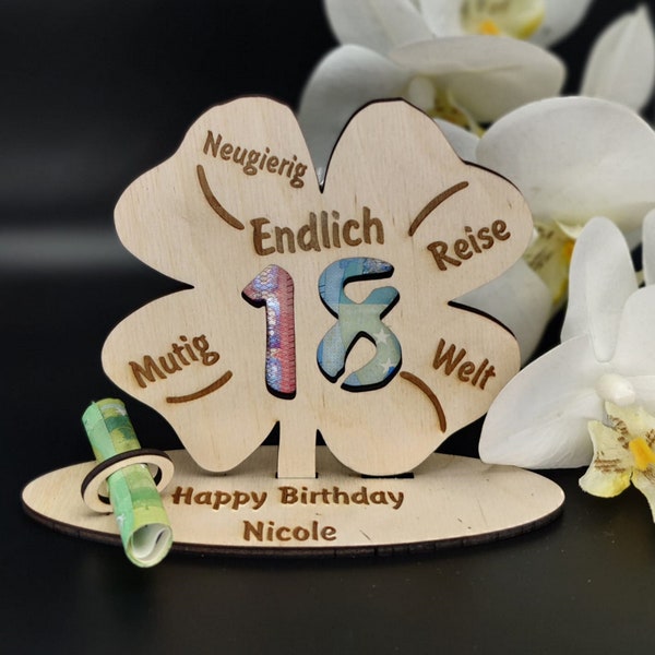 18th birthday money gift wish engraving/birthday coming of age personalized gift for birthday gift made of wood with name