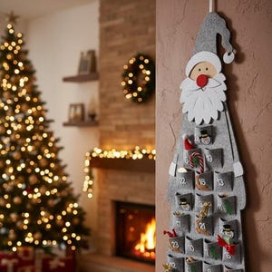 Advent calendar Santa Claus made of felt to fill wall calendar Christmas decoration with 24 pockets Santa Claus gift idea children