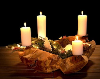 Advent wreath Advent bowl teak round approx. Ø 30/50 cm root bowl root wood wooden bowl teak bowl decorative bowl
