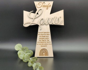 Taufkreuz Personalisierbar Geschenk zur Taufe Taufgeschenk Kreuz aus Holz Geburtskreuz Patenkind Wanddeko