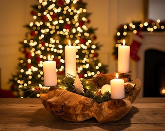 Advent wreath Advent bowl teak round approx. Ø 30/50 cm root bowl root wood wooden bowl teak bowl decorative bowl