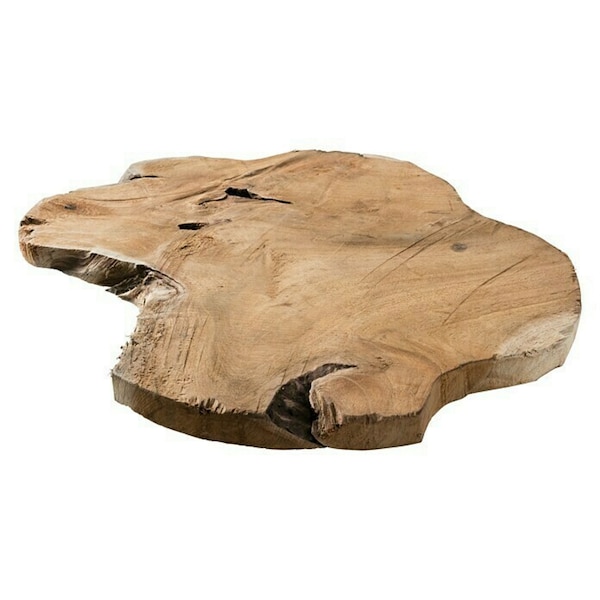 Exclusive tree disc, solid teak wood, untreated, diameter: 30 cm - 35 cm, 2 cm thick