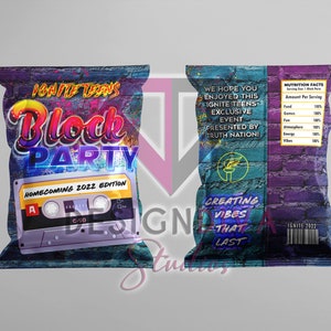 Block Party 80s 90s Chip Bag Printable Customized Label
