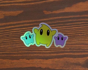 Holographic Luma Sticker, Mario Galaxy Rosalina Decal (4x4")