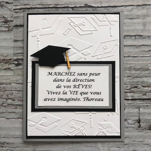 FRENCH handmade graduation card with quote, Congratulations card , Carte de graduation en français avec citation, Carte de félicitations