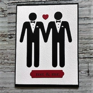Cartão de casamento feito à mão para pessoas do mesmo sexo, cartão de casamento gay, Sr. e Sr., cartão de casamento LGBTQ