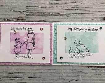 Carte de fête des mères faite main, carte pour une mère extraordinaire, carte de mère avec enfants