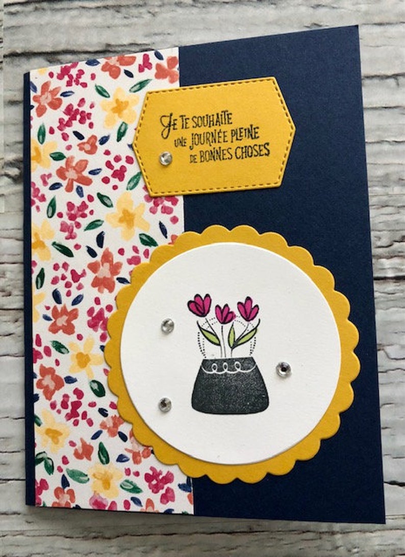 Carte de fête des mères faite main en FRANÇAIS, Carte en français pour la fête des mères, Carte pour une amie à la mode image 6