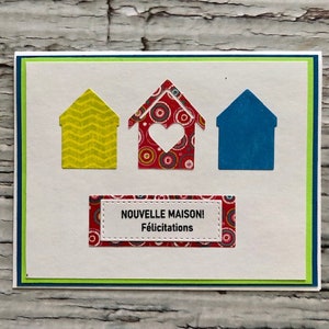 FRENCH handmade congratulation card for home owner, Carte de Félicitations en français pour nouveau propriétaire de maison