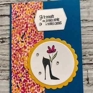 Carte de fête des mères faite main en FRANÇAIS, Carte en français pour la fête des mères, Carte pour une amie à la mode image 3