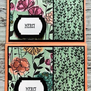 FRENCH handmade thank you card, Carte de remerciement en français, Card with flowers, Card for everyone