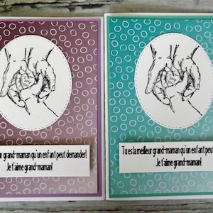 FRANSE handgemaakte liefdeskaart voor grootmoeder, Carte en français pour grand-maman, ik hou van je grootmoeder, voor de beste grootmoeder