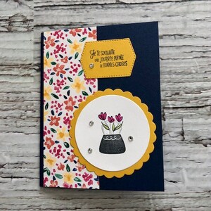 Carte de fête des mères faite main en FRANÇAIS, Carte en français pour la fête des mères, Carte pour une amie à la mode image 5