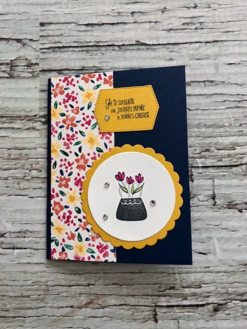 Carte de fête des mères faite main en FRANÇAIS, Carte en français pour la fête des mères, Carte pour une amie à la mode image 5