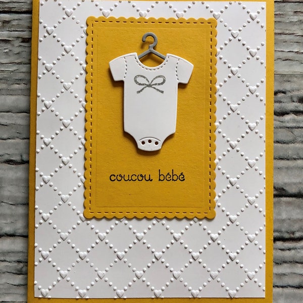 FRENCH handmade baby card, Carte en Français bienvenue bébé , Welcome baby card