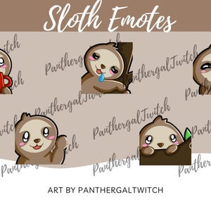 Cute Sloth Emotes | Twitch Emotes | Youtube | Discord | Premade Emotes for streaming channel