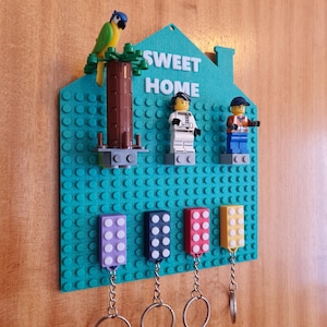 LEGO-kompatibel nyckelhållare anpassade klossnyckelringar rolig väggorganisatör modern nyckelförvaring entrényckelhylla personliga presenter anpassade