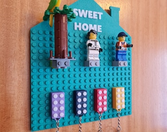 Portachiavi compatibile con LEGO, portachiavi in mattoncini personalizzati, divertente organizer da parete, moderno portaoggetti per chiavi, portachiavi per ingresso, regali personalizzati
