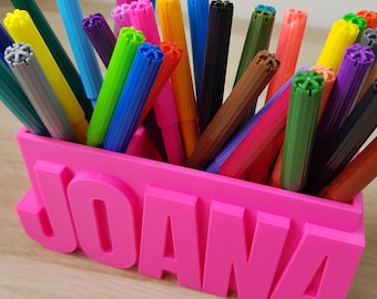 Organizzatore da scrivania personalizzato stampato in 3D, portapenne con nome personalizzato, regalo di compleanno, accessori da scrivania, idea regalo, contenitore per penne, scegli il tuo colore